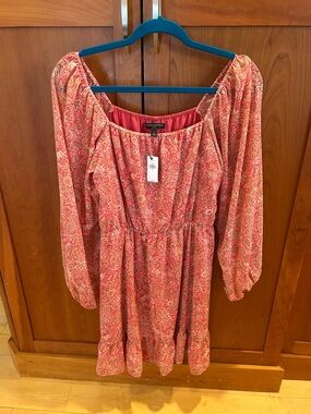 Banana Republic Coral Floral Off-Shoulder Dress